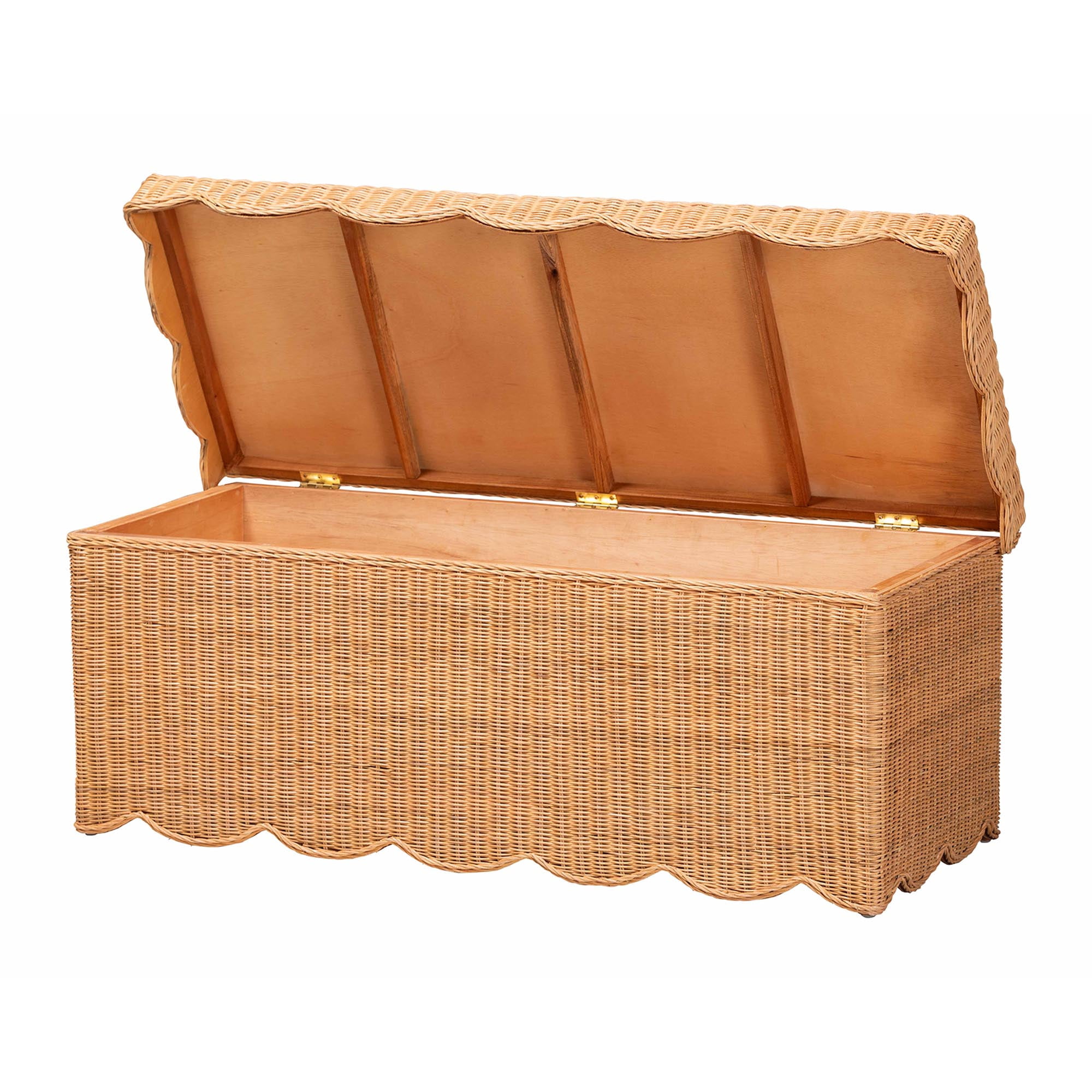 bali & pari Yoselin Boho Storage Bench, Light Honey