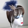 thumbnail image 1 of Diadema tipo flapper Fernando Tocado de aleta con plumas azul, 1 of 8