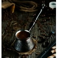 thumbnail image 4 of DEMMEX Thickest Engraved Solid Copper Turkish Coffee Pot – Stovetop Greek, Arabic Coffee Maker, Cezve Ibrik with Wooden Handle & Spoon, Handcrafted in Turkey, 9 fl oz (Antique Copper), 4 of 8