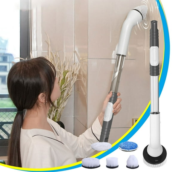 WtZbdo Electric Spin Scrubber, Shower Scrubber Cordless Cleaning Brush Squeegee，Adjustable Extension Handle Electric Cleaning Brush for Bathroom, Tub, Tile，Kitchen