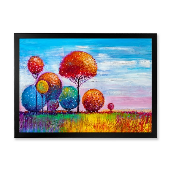 Designart 'Ornamental Colourful Trees IX' Modern Framed Art Print