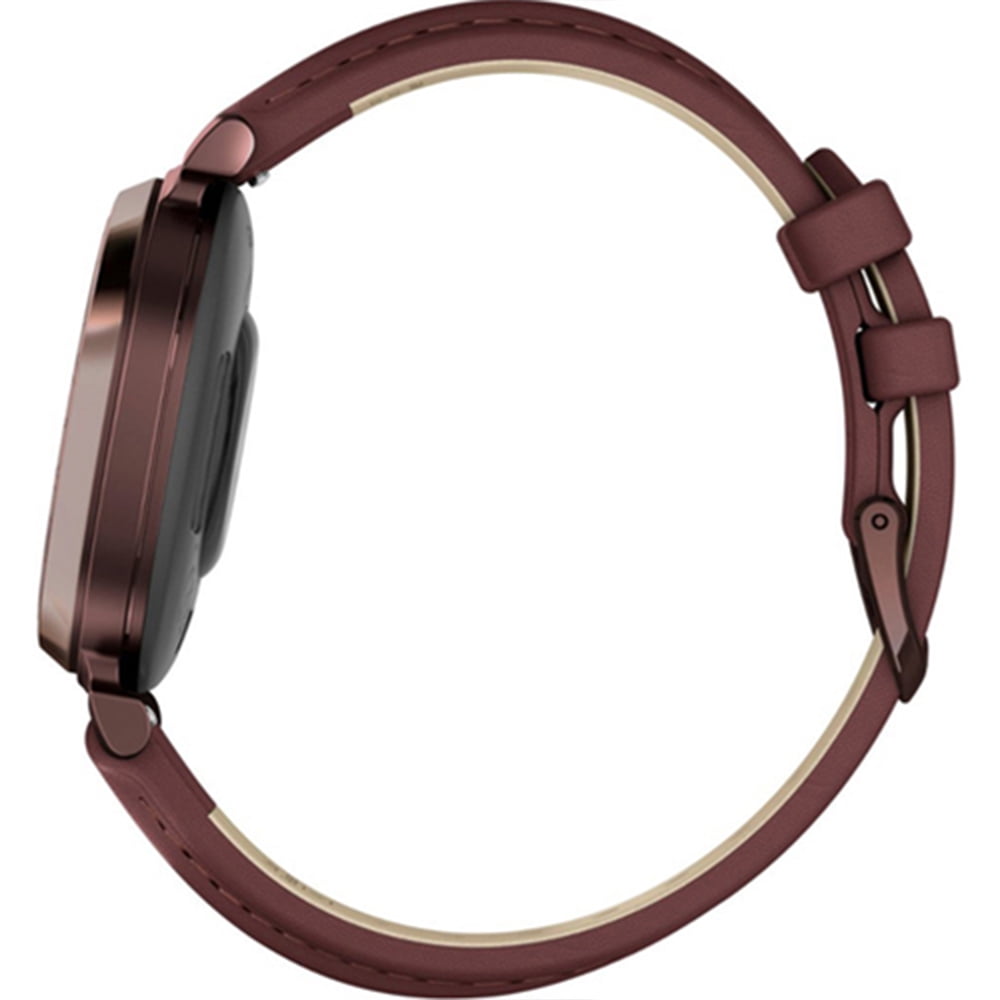 Garmin 010-02839-03 Lily 2 Classic Dark Bronze with Mulberry Leather Band Smartwatch Bundle with Deco Essentials Charging Dock, Silicone Dust Cover 3 Pack and USB Type C Charging and Sync Cable