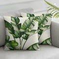 thumbnail image 3 of nygtbtfer Tropical Leaves Throw PillowSet of 2 Green Palm Leaf Decorative Pillow Cases Polyester Linen Outdoor Cushion Covers for Sofa Couch Garden Home Decor White, 3 of 7