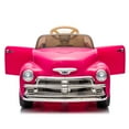thumbnail image 2 of 12v Kids Ride on Truck Car, Vintage Modeling Kids Battery Powered Vehicles, Licensed 3100 Pickup, 3 Speeds, High-Power up to 4.35mph, Electric Car for Kid Aged 3+, Pink, 2 of 9