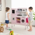 thumbnail image 2 of Costway Kids Pretend Kitchen Play Set Toddler Toy Wooden Chef Height Adjustable with Sounds, 2 of 10