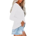 thumbnail image 4 of Long Sleeve Blouses for Women Casual Loose V Neck T Shirts Fall Flowy Tunic Tops Comfy Plain Criss Cross Blouse, 4 of 5