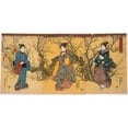 thumbnail image 2 of Utagawa Kunisada (Toyokuni III) 14x9 Black Ornate Wood Framed Double Matted Museum Art Print Titled: Spring Flowers at Their Height (circa 1850), 2 of 5