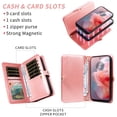 thumbnail image 2 of Asuwish Phone Case for Motorola Moto G Power 5G 2024 Zipper Wallet Detachable Cell Cover with Tempered Glass Screen Protector Crossbody Lanyard Strap Flower Flip Card Holder G5 Women Girls Rose Gold, 2 of 7