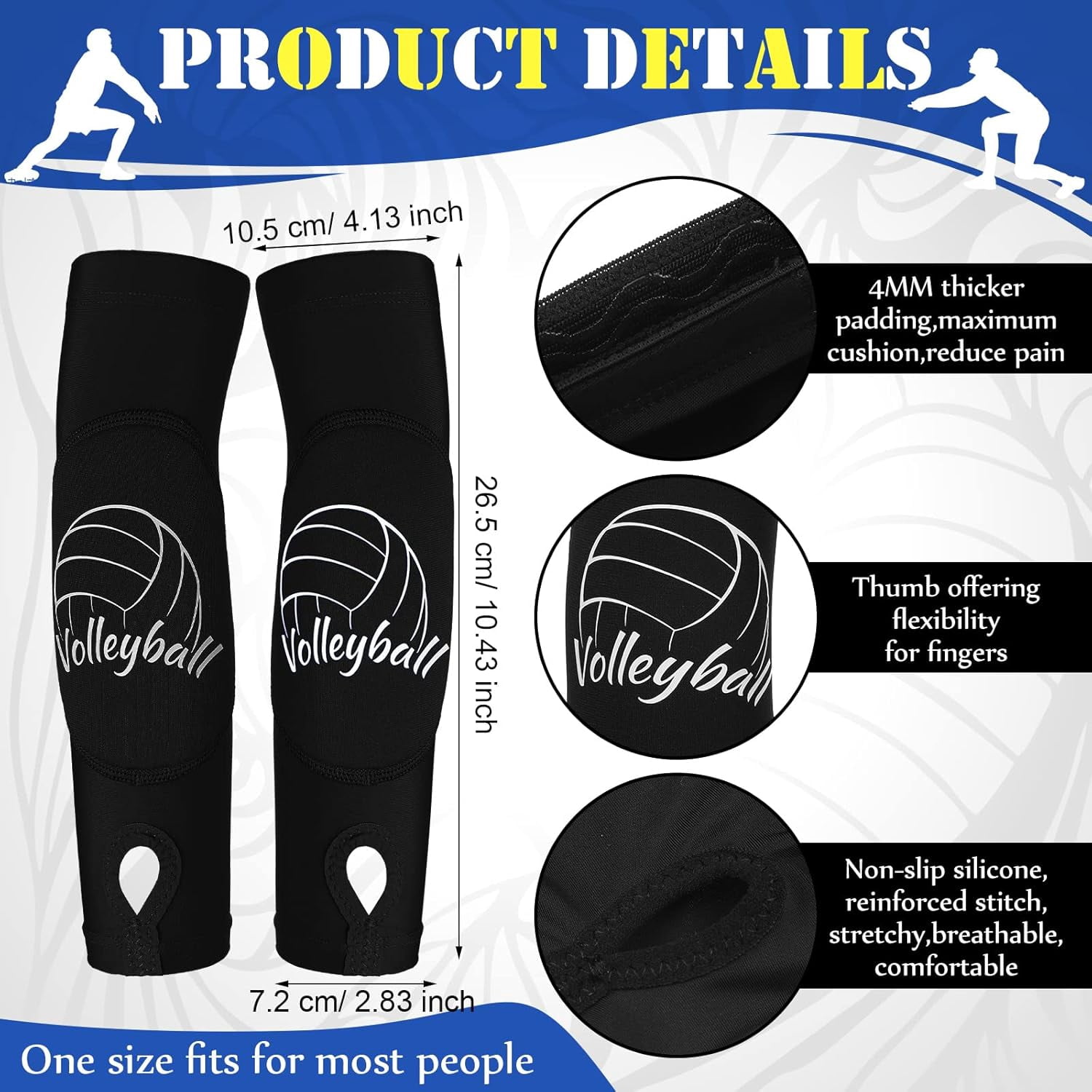 Volleyball Knee Pad and Arm Sleeve Forearm Elbow Sleeve Wrist Guard with Protection Pad and Thumb Hole