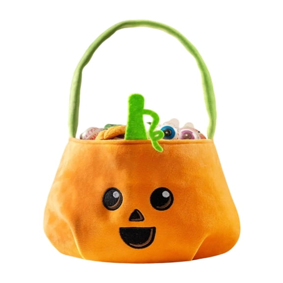 Halloween Candy Bag Pumpkin Gift Basket for Kids Trick or Treat Handheld Storage Decorative Bucket by OVFUIZ