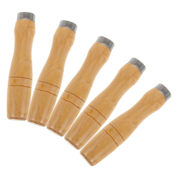 MEIBUTYUP Wooden File Handle for Woodworking 5pcs Khaki Wood