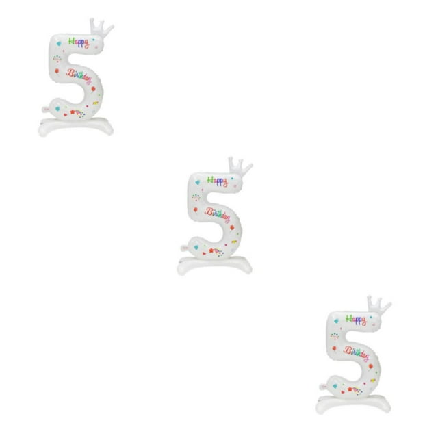 Youkk Metal Fun With DIY White Standing Digital Balloons For Birthday Parties Multiple Numbers Can Be Paired Freely Spherical Number 5 3Set