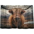 thumbnail image 2 of GZHJMY Highland Cow Half Window Tier Curtains 24 Inch Blackout Thermal Insulating Kitchen Linen Tier Curtains for Kitchen,Bathroom,Cafe, 2 of 7
