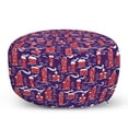 thumbnail image 1 of Christmas Pouf Cover with Zipper, Winter City Buildings with Trees Country Noel New Year Theme Town, Soft Decorative Fabric Unstuffed Case, 30" W X 17.3" L, Vermilion Quartz and White, by Ambesonne, 1 of 5
