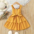thumbnail image 4 of Vedolay Young Girls Dress Toddler Girls Linen Dress Ruffle Sleeveless Tie Back Halter Kid Baby Casual Dresses,Yellow 3-4 Years, 4 of 5