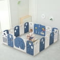 thumbnail image 6 of Kids and Toddlers' Playpen,Kids Activity Center Safety Play Yard for Indoor&Outdoor,Portable,Plastic,Dark blue&White,18 Panels, 6 of 7