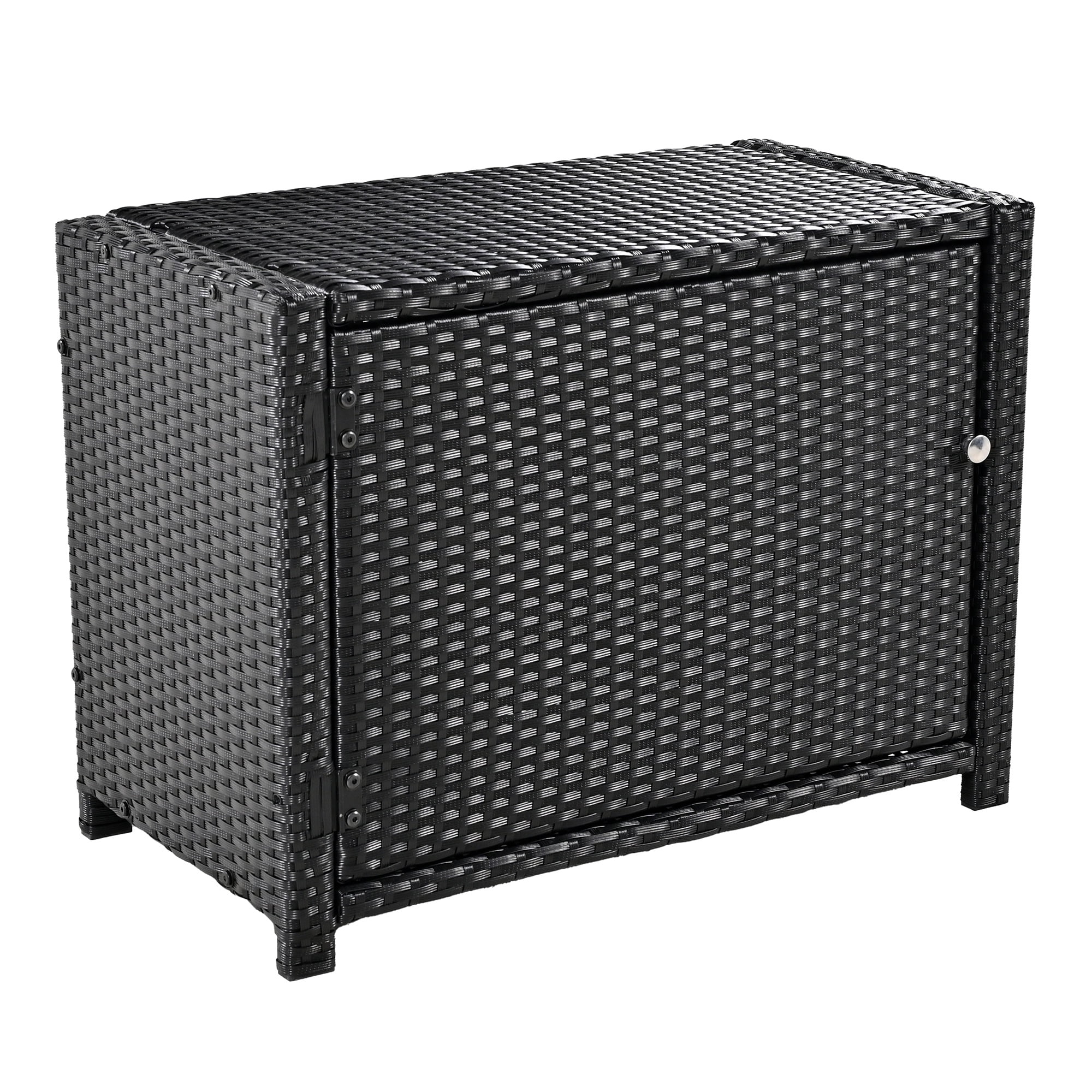 Seizeen Spa Surround Furniture for Hot Tub, 74'' Hot Tub Accessories Patio Spa Frame, Rattan Sectional Sofa for Outdoor Spa with Wood Bench, Cushioned Loveseat, Storage Cabinet, Gray