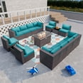 thumbnail image 3 of ALAULM 15-Piece Patio Furniture Sectional Sofa with Gas Fire Pit Table, Blue/Brown, 3 of 7