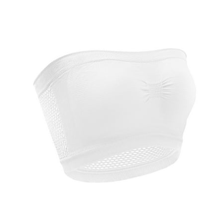 LbsKUS Women Bandeau Bra Padded Strapless Bralette Bra Seamless Bandeau Tube Top Bra Teen Girls 2Pc No Trace Underwear(#01 White 6X-Large)
