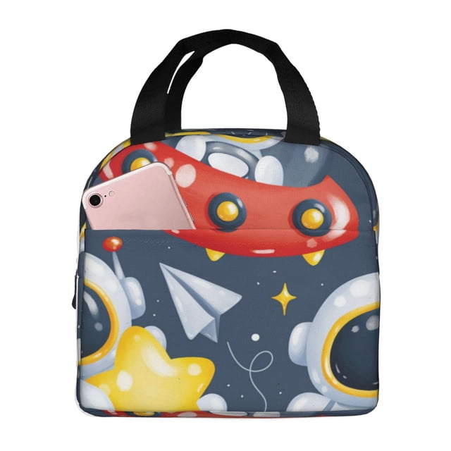 Easygdp Astronaut And Space Bolsa Térmica Premium - Tela Oxford Impermeable, Gran Capacidad, Bolsillo Frontal, Unisex para Trabajo, Escuela, Actividades al Aire Libre y Picnics