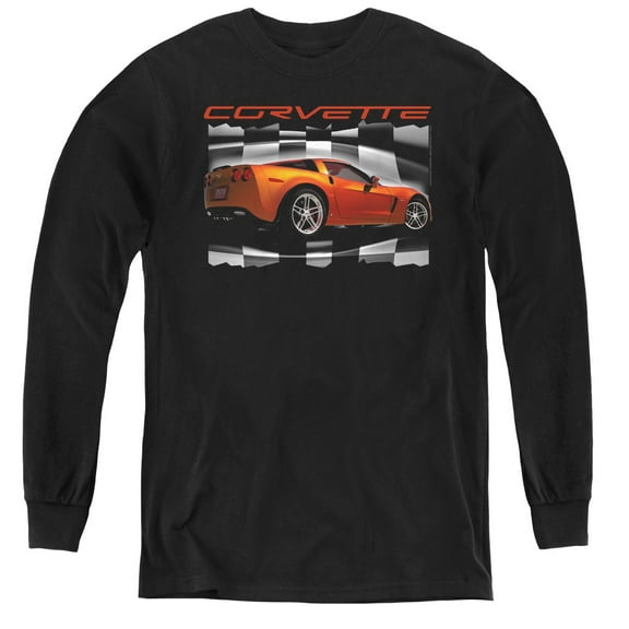 Chevrolet Orange Z06 Vette Youth Long Sleeve T-Shirt Black