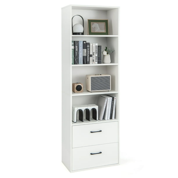 Costway 6Tier Tall Bookshelf Freestanding Modern Bookcase White