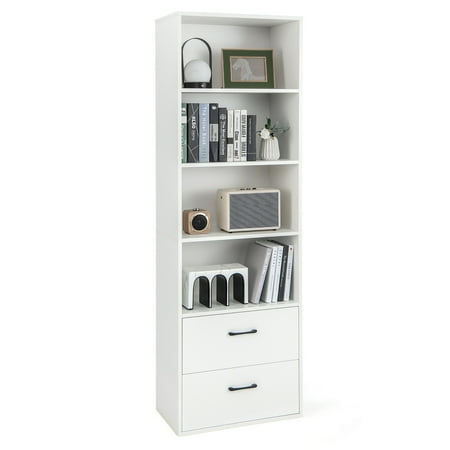 Costway 6-Tier Tall Bookshelf Freestanding Modern Bookcase White Storage Cabinet