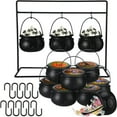 thumbnail image 1 of Halloween Witch Cauldron Candy Serving Bowl Hocus Pocus Decor  Set of 3 Black Plastic Cauldron Bowls with Iron Rack  Spooky Candy Bucket Punch Bowls for Table Home Indoor Party Decoration, 1 of 11