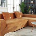 thumbnail image 4 of SHANNA Thick Velvet L Shape Sofa Covers, Non-Slip Sectional Couch Cover Protector Plush Sofa Slipcovers with 2pcs pillowcase for Living Room, Orange, 4 of 9