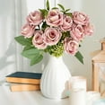 thumbnail image 6 of Clearance Artificial flowers under $5,Artificial Silk Rose With Vase Flowers Wedding Flowers Bouquets Arrangement Home Centerpiece Table Decoration, 6 of 7
