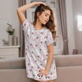 thumbnail image 3 of Fotbe Cute Bow Tie Pattern Women's Cotton Nightgown Sleepwear Short Sleeves Shirt Casual Print Sleepdress, 3 of 6