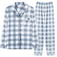 thumbnail image 1 of Pijamas de mujer de manga larga, pantalones, ropa de casa, traje de lunares con solapa, cárdigan de primavera y otoño, traje de aire acondicionado de seda de leche, 1 of 6