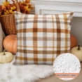 thumbnail image 3 of Brown Checked Throw Pillow Covers 18x18 Inch Set of 2, Watercolor Coffee Buffalo Plaid Waterproof Outdoor Pillow Covers, Decorative Cushion Pillowcases for Couch, Sofa, Bed, Garden, Patio, 3 of 9