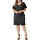 thumbnail image 1 of Vestido de invitada de mujer de talla grande Agnes Orinda, con escote en V, mangas cortas, vestido de cóctel para invitadas de boda, bodycon, 2X, negro, 1 of 8