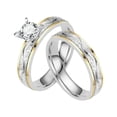 thumbnail image 3 of Two Tone Couple Rings Gold Silver Engagement Ring Set Frosted Wedding Band Set Promise Rings for Wedding Engagement Anniversary Gift Metal Couple Rings,Wedding Anniversary Gift(Silver,0.16"), 3 of 3