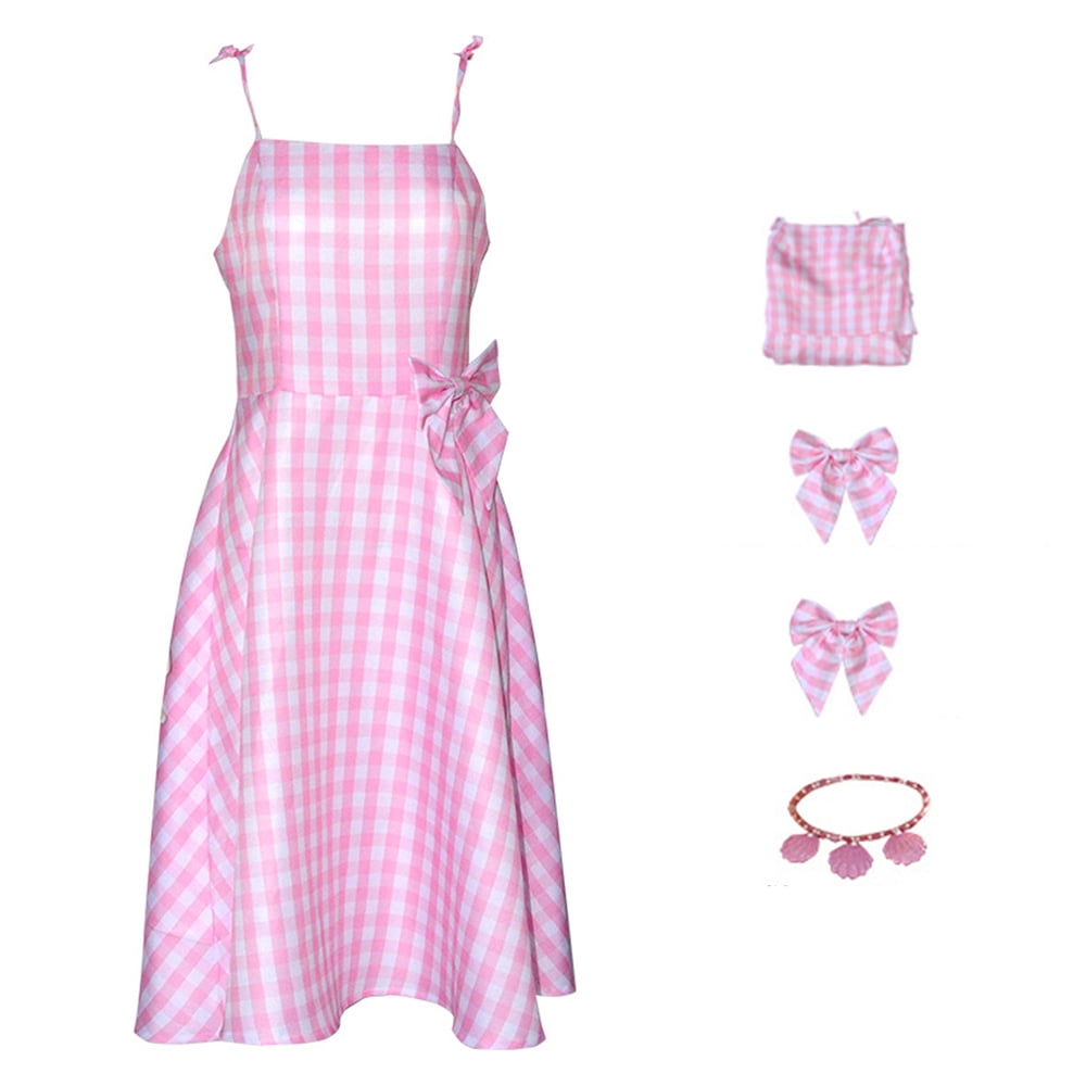 Keepreal Women Pink Dress Barbie Costume Outfit For Adults Cosplay With Accessories Pink