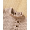thumbnail image 4 of KIMI BEAR 6T Little Girls Dress 7T Kid Clothes Winter Ruffle Long Sleeves A-line Dresses Solid Color Ribbed Knit One-piece Overalls Sweet Outwear Clothing with Bag 2pcs Apricot, 4 of 10