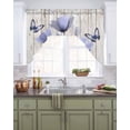 thumbnail image 2 of Purple Tulip Kitchen Curtains Swag Valance for Windows/Bathroom/Cafe, Spring Flowers Butterfly Wooden Grain Rod Pocket Drape Panel Swag Curtain Valance for Bedroom/Living Room 55''x36'', 2 of 6