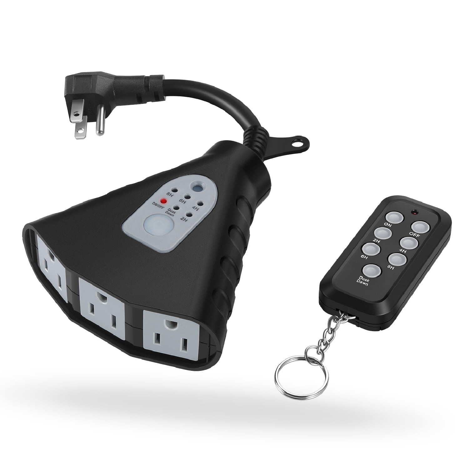 Outdoor Wireless Remote Control Outlet With Timer Photoelectric Sensor 3 Grounded Smart Plug 15a 100 Feet Rf Signal Heavy Duty Weatherproof Remote Light Switch Electrical Plug Power Strip Walmart Com Walmart Com