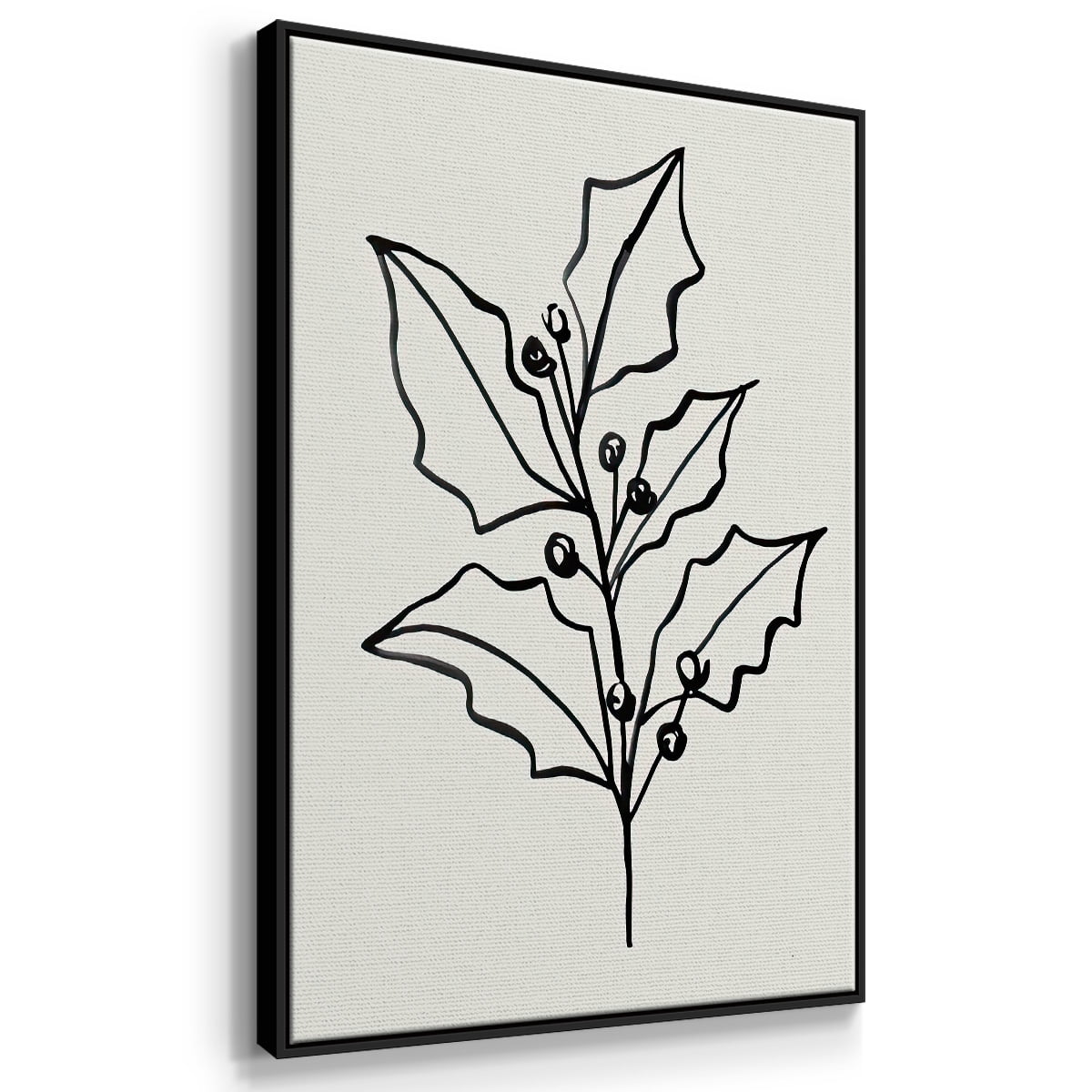 Evergreen Ink I - Framed Gallery Wrapped Holiday Canvas - 27 x 41 - Black Frame