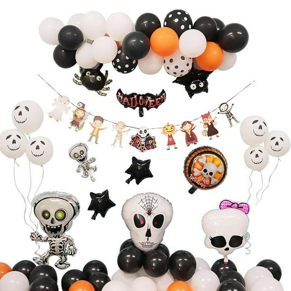 Halloween Balloon Arch Garland Kit Halloween Banner Flags Balloons Set for Halloween Theme Party Background Classroom Decorations