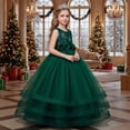 thumbnail image 4 of RUTAYY Children Girls Dress Solid Color Sleeveless Embroidery Floral Gown Wedding Birthday Party Comfortable Breathable Playful Vacation Dresses, 4 of 5
