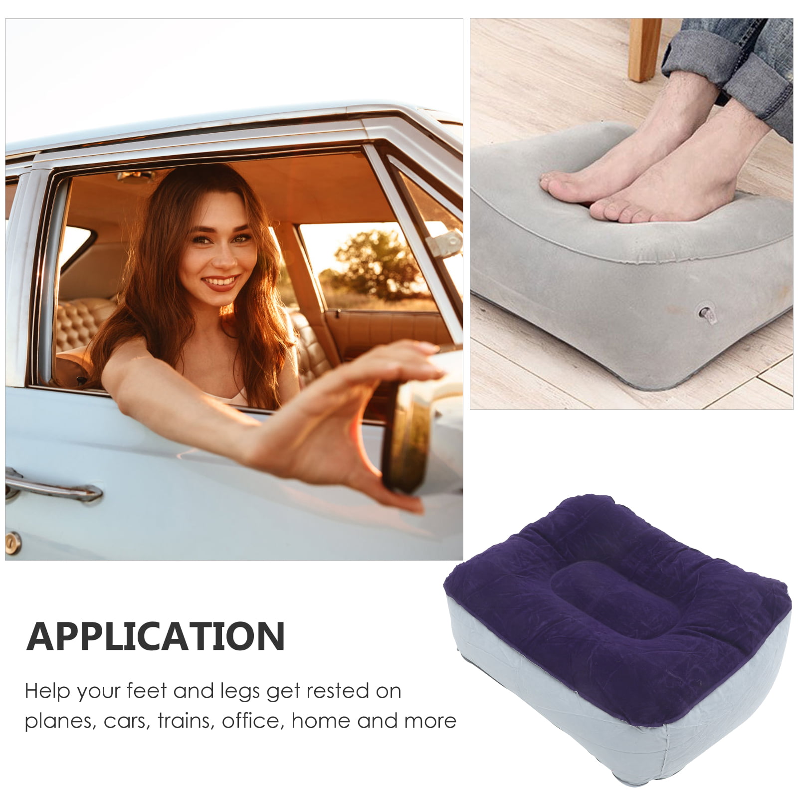 Inflatable Foot Pillow Travel Rest Car Feet Cushion Desk Child