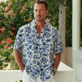 thumbnail image 2 of YIUME Tropical Print Figs and Crabs 100% Cotton Men's Button-Down Shirt, 2 of 5