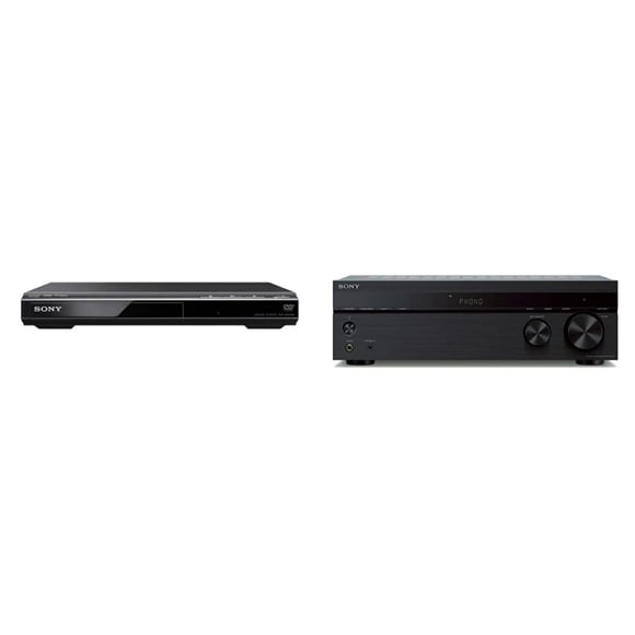 Reproductor de DVD y receptor estéreo doméstico Sony DVPSR210P y STRDH190