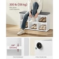 thumbnail image 3 of VASAGLE Banc à Chaussures, Organisateur de Rangement pour Chaussures avec 6 Compartiments et 3 Étagères Ajustables, Siège Rembourré, Compact et Étroit, pour Entrée, Couloir, Placard, Blanc et Gris, 3 of 7