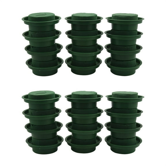 Green Round Wet Floral Foam, Wedding Aisle Flowers, Decoration (Flower Foam with Bowl, 24 Pieces)