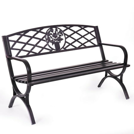 50 Patio Garden Bench Park Yard Outdoor Furniture Steel Frame Porch Chair Seat Walmart Canada