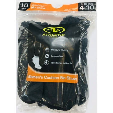 Athletic Works Women's Half Cushion No Show Socks, 10 Pairs