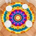 thumbnail image 2 of Colorful Tie Dye Layered Mandala Round Fitted Tablecloth with Elastic Edge,Dining Table Cover Waterproof,Outdoor Round Tablecloth for Camping,Dining,Indoor and Outdoor, 2 of 7
